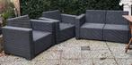 Mooie Zwarte Tuinset - Wicker Look, Tuin en Terras, Tuinsets en Loungesets, Ophalen, 5 zitplaatsen, Gebruikt, Wicker