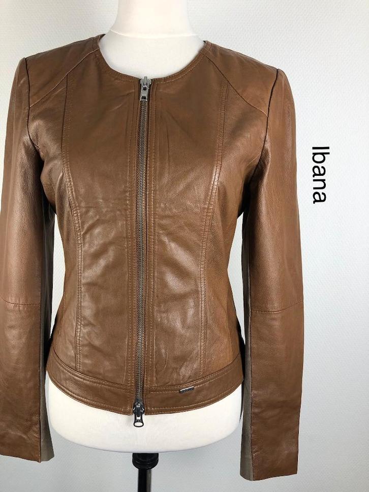 Ibana Leren Jas  (mt: 36) 27,6/7088, Kleding | Dames, Jassen | Winter, Zo goed als nieuw, Maat 36 (S), Zwart, Ophalen of Verzenden