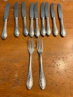 Lot antiek barok brocante bestek verzilverd 9 messen 2 vork, Antiek en Kunst, Antiek | Bestek, Ophalen of Verzenden
