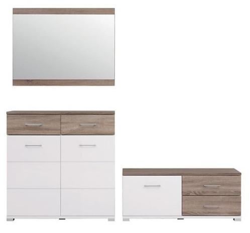 VOORRAAD Complete hal combinatie Wit / Truffel eiken NIEUW, Huis en Inrichting, Kasten | Schoenenkasten, Nieuw, Ophalen of Verzenden
