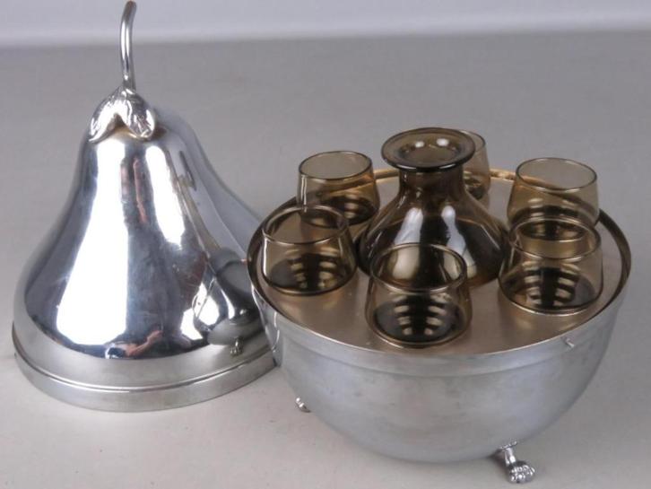 Serveerset peer met karaf, Huis en Inrichting, Keuken | Servies, Gebruikt, Glas of Glazen, Overige stijlen, Glas, Ophalen of Verzenden