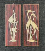 Vintage wanddecoratie reigers en vissen 2 stuks samen €25, Ophalen of Verzenden, Zo goed als nieuw