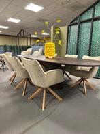 Beige stoel draaibaar - draaibare stoel beige - houten poten, Ophalen, Bruin, Nieuw, Stof