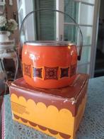Vintage orange emaille ijsemmer met houten dop, Antiek en Kunst, Ophalen of Verzenden