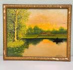 EDVER SWYVEL - Schilderij landschaps scène zonsondergang, Ophalen of Verzenden