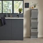 Prullenbak 3 vakken–Afvalem 45Lt-Wit-Grıjs-Zwart-33x136x25cm, Huis en Inrichting, Woonaccessoires | Prullenbakken, Ophalen, Nieuw