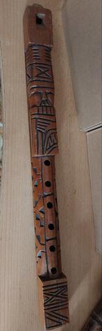 Houten Fluit met Uitgesneden Decoratie Tarka Bolivia, Ophalen of Verzenden, Gebruikt