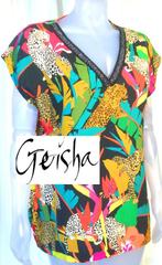 GEISHA🌞 v hals top multi kleur +luipaard motief mt 40, Maat 38/40 (M), Overige kleuren, Geisha, Verzenden