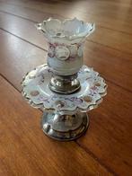 Art Deco glazen kandelaar met zilveren voet - zeer zeldzaam, Antiek en Kunst, Ophalen of Verzenden, Glas