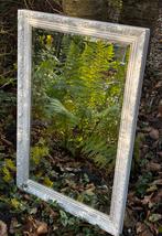 Romantische spiegel 94 x 64 cm, wit (antiek), oudroze, goud, Ophalen, Zo goed als nieuw, Minder dan 100 cm, Rechthoekig