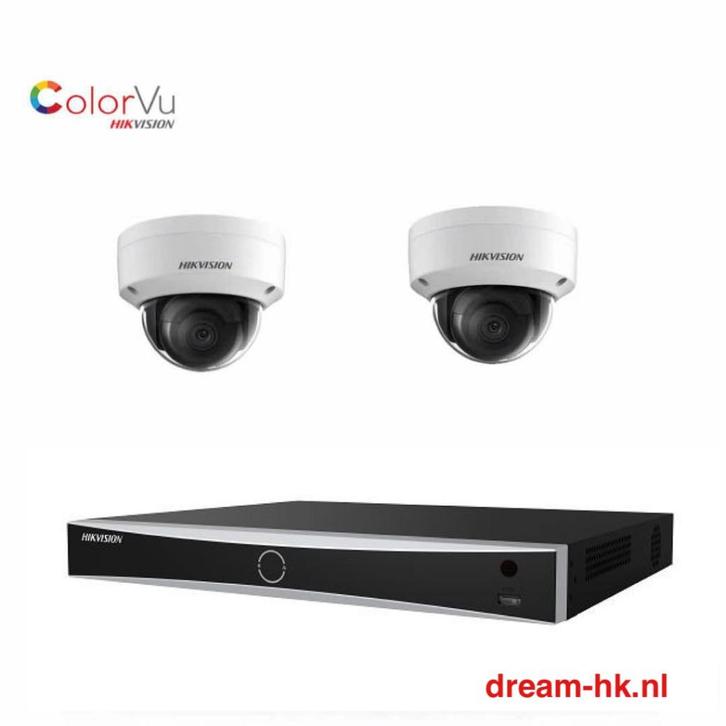 4MP ColorVu Hikvision IP PoE set/NVR+2x ColorVu camera, Audio, Tv en Foto, Videobewaking, Nieuw, Buitencamera, Ophalen of Verzenden
