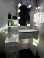 Kaptafel met spiegel en Hollywood verlichting, Huis en Inrichting, Ophalen, Gebruikt, 50 tot 100 cm, Met lade(s)