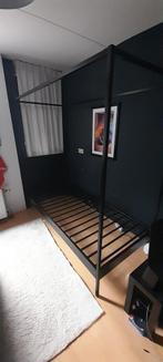 Zwart Metalen 1-persoonsbed Hemelbed, Huis en Inrichting, Slaapkamer | Bedden, Ophalen, Gebruikt, 90 cm, Eenpersoons