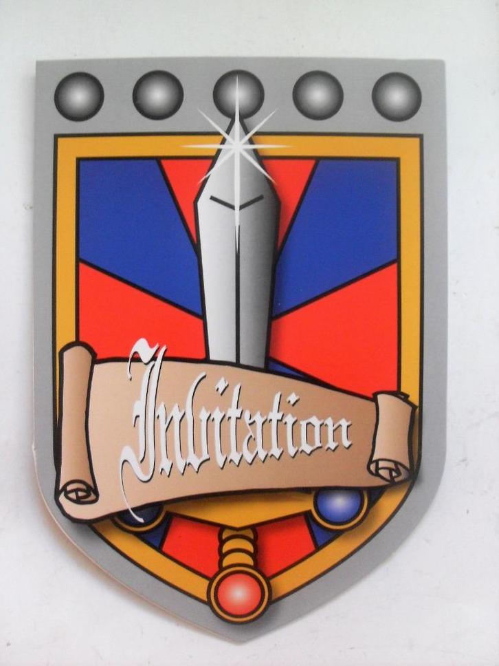 5 ridder uitnodiging / kinderfeestje / verjaardag, Hobby en Vrije tijd, Feestartikelen, Nieuw, Overige typen, Verjaardag, Ophalen of Verzenden