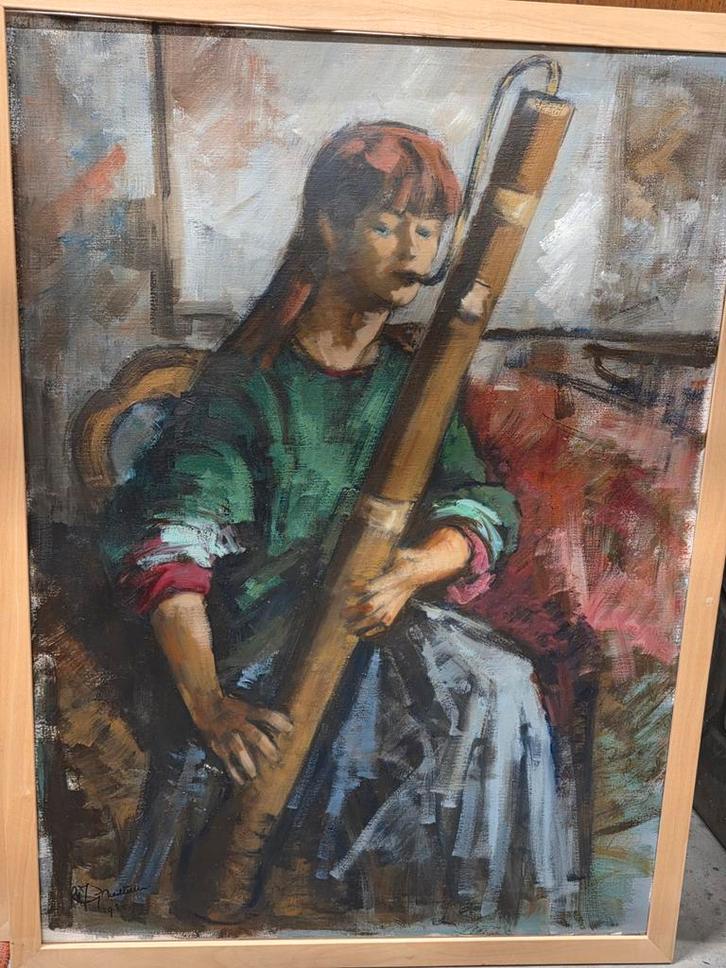 Twee schilderijen van musicerende meisjes, Antiek en Kunst, Kunst | Schilderijen | Klassiek, Ophalen