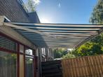 Zonnescherm met knikarm groen-Wit Gestreept, Ophalen, Gebruikt, Elektrisch, 150 tot 300 cm