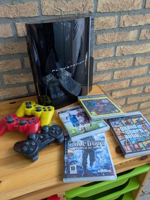 Playstation 3 met controller en games, Spelcomputers en Games, Spelcomputers | Sony PlayStation 3, Gebruikt, Phat, Met 1 controller