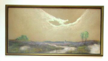 Schilderij met Hollands landschap, gesigneerd. beschikbaar voor biedingen