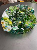 schaal pools handwerk gesmolten stukjes glas, Antiek en Kunst, Antiek | Glas en Kristal, Ophalen of Verzenden
