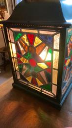 Hele fraaie grote hanglamp met prachtige glas in lood, Ophalen, Zo goed als nieuw, Hout, 75 cm of meer