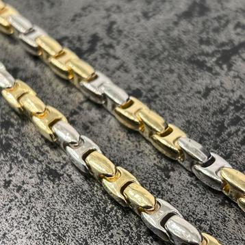 14 karaat gouden ketting dik schakel bicolour witgoud beschikbaar voor biedingen