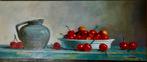 Stilleven met kersen en kruik - N. Eser, Ophalen of Verzenden