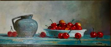 Stilleven met kersen en kruik - N. Eser beschikbaar voor biedingen