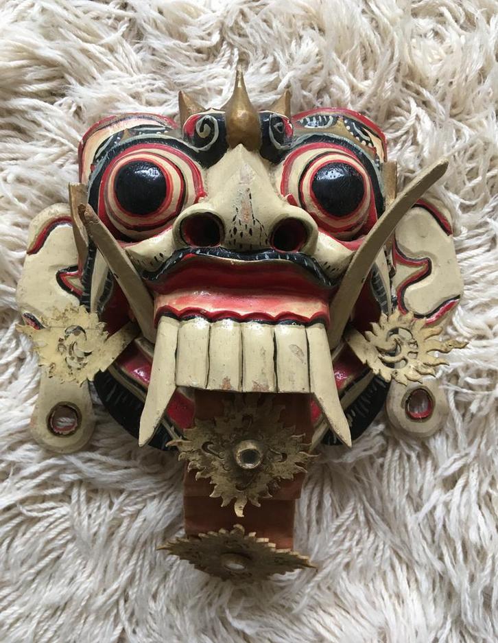 Masker Rangda Bali Indonesië (Barong) antiek hout rond 1970, Antiek en Kunst, Kunst | Niet-Westerse kunst, Ophalen of Verzenden