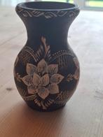 Houten Vaas met Bloemmotief, Ophalen of Verzenden