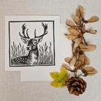 Dubbele kaart met envelop handgemaakt linosnede 15x15 cm, Ophalen of Verzenden, Nieuw