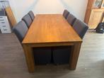 Eetkamertafel en stoelen, Huis en Inrichting, Tafels | Eettafels, Ophalen, Gebruikt, 100 tot 150 cm, 200 cm of meer