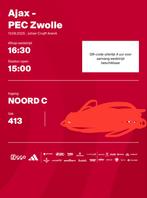 2x Ajax - PEC Zwolle vak 413, Twee personen, December