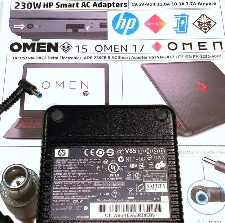 HP OMEN 15 17 Adapter 19.5V 11.8A 230W 10.3A 200W 7.7A 150W, Computers en Software, Laptop-opladers, Nieuw, Ophalen of Verzenden