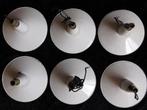 6 vintage emaille hanglampen met proseleinen fitting, wit em, Ophalen of Verzenden, Huis en Inrichting
