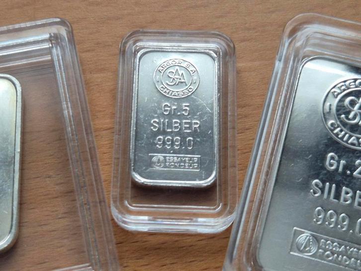 Argor Chiasso. 5 gram zilverbaar. Vintage Silver Bar., Postzegels en Munten, Edelmetalen en Baren, Zilver, Ophalen of Verzenden