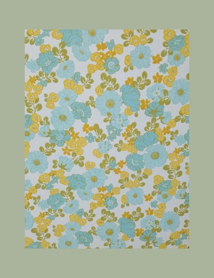 4007 Minibloemen vintage behang bruin wit oranje groen swiet, Huis en Inrichting, Stoffering | Behang, Bruin, minder dan 10 m²