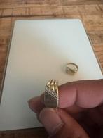 2x 14 Karaat Zegelringen Zirkonia & Diamant Maat 17&19, Ophalen of Verzenden, Zo goed als nieuw, 17 tot 18, Dame