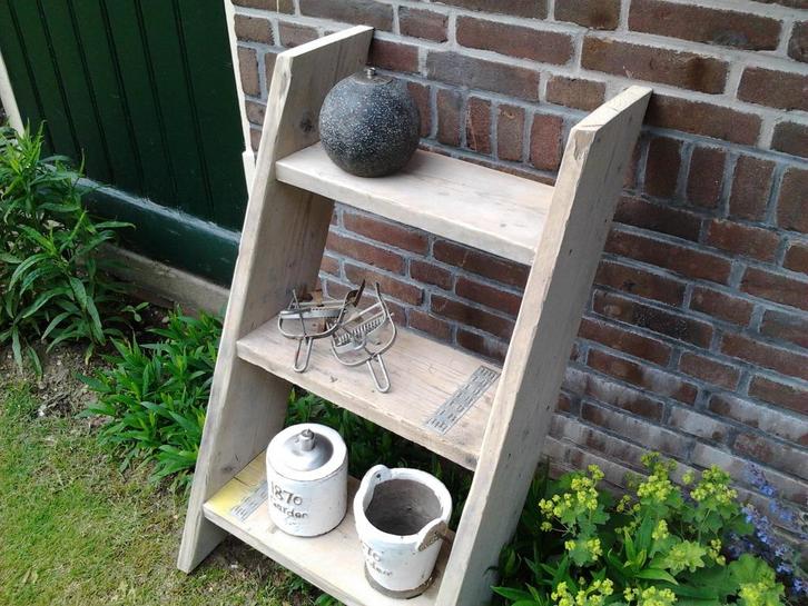 klompenrek kruidenrek van gebruikt steigerhout steigerplank, Tuin en Terras, Tuinwanddecoratie, Nieuw, Ophalen