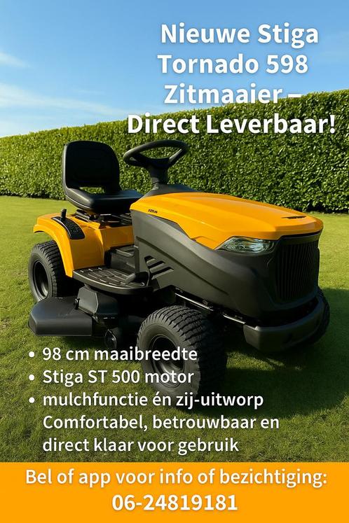 Stiga tornado hydrostaat mulchen of Zijuitworp, Tuin en Terras, Zitmaaiers, Nieuw, 90 tot 120 cm, Elektrische starter, Mulchfunctie