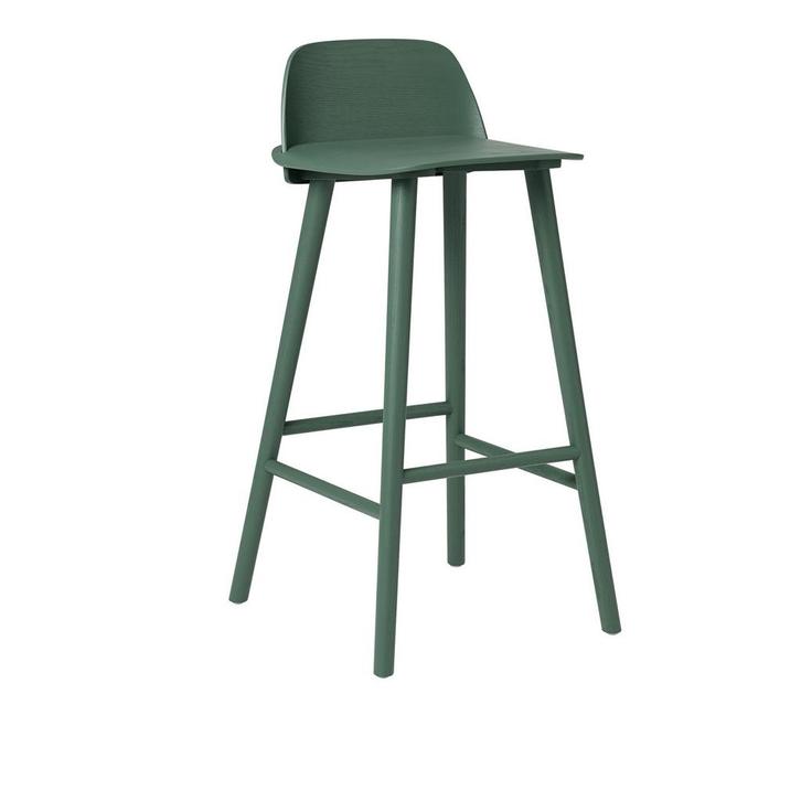 Muuto Nerd 75 groen, Huis en Inrichting, Barkrukken, Zo goed als nieuw, 60 tot 90 cm, Hout, 1 kruk, Ophalen