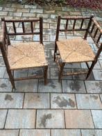 Antieke hoekstoel met rieten zitting, Ophalen, Gebruikt, Bruin, Eén