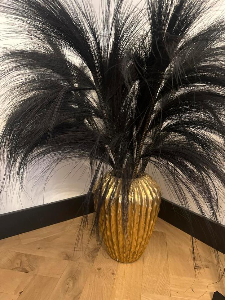 Vaas met zwarte pluimen, Huis en Inrichting, Woonaccessoires | Vazen, Zo goed als nieuw, Overige kleuren, 50 tot 75 cm, Overige materialen