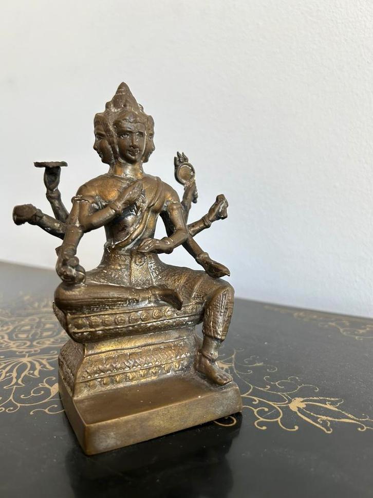 Bronzen beeld van de god Brahma met 4 hoofden en 8 armen, Antiek en Kunst, Kunst | Niet-Westerse kunst, Ophalen of Verzenden