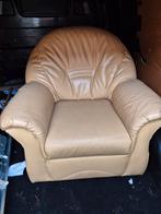 Comfortabele lederen fauteuil( geel), Huis en Inrichting, Fauteuils, Ophalen, Gebruikt, Minder dan 75 cm, Leer