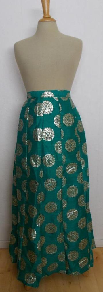 Prachtige handgemaakte groen/gouden maxi rok! M beschikbaar voor biedingen