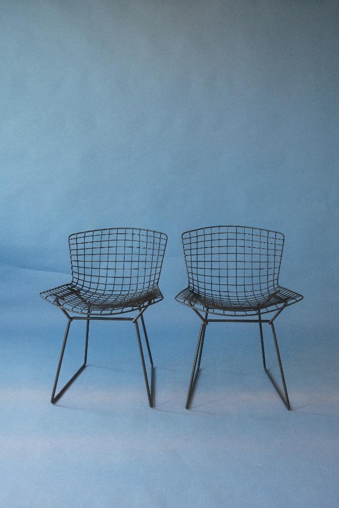 Set of 2 Bertoia Side Chairs, Knoll, Huis en Inrichting, Stoelen, Gebruikt, Twee, Metaal, Zwart, Ophalen of Verzenden