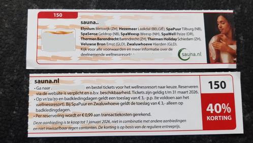Sauna 40% korting., Tickets en Kaartjes, Kortingen en Cadeaubonnen