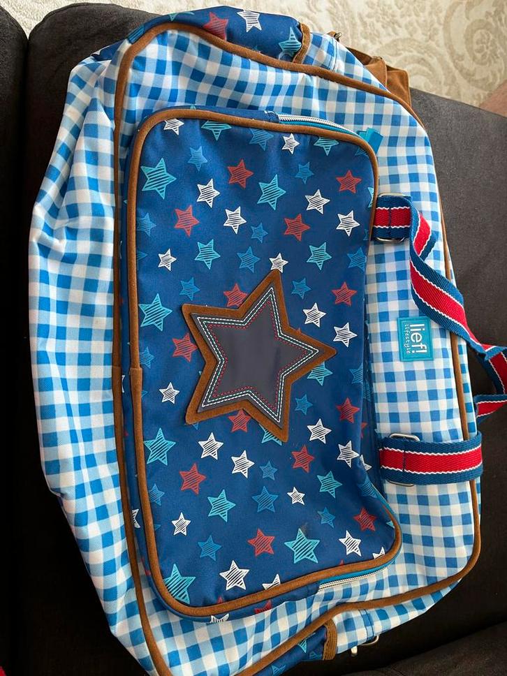 Lief! Verzorgingstas / Luiertas blauw, Kinderen en Baby's, Luiertassen, Nieuw, Schoudertas, Ophalen of Verzenden