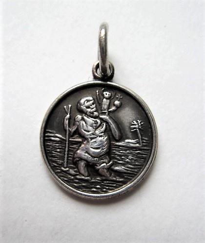Zilveren hanger Sint Christoffel (8043-7), Antiek en Kunst, Antiek | Religie, Ophalen