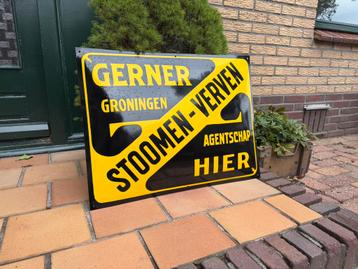 Oud emaille reclamebord Gerner stomen verven Groningen stad beschikbaar voor biedingen
